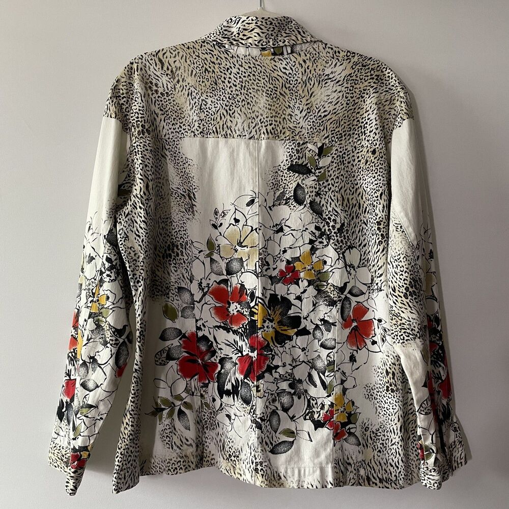 Chico's Design Multicolor Animal/Floral Print Button-Up Shacket Size 3 US XL - Picture 2 of 9
